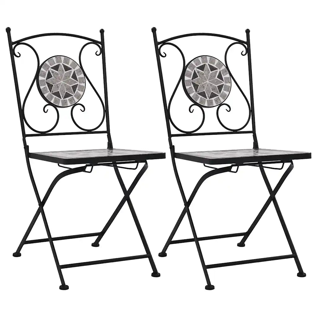 Sedie da BistrÃ² con Mosaico 2 pz Grigie cod mxl 7112