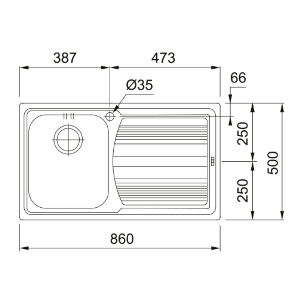 Lavello cucina da incasso Franke LLX611L 86x50 cm 1 vasca con gocciolatoio destro inox satinato