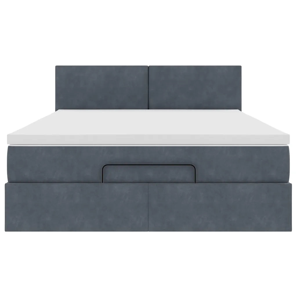 Struttura Letto Pouf con Materasso 140x200 cm in Velluto