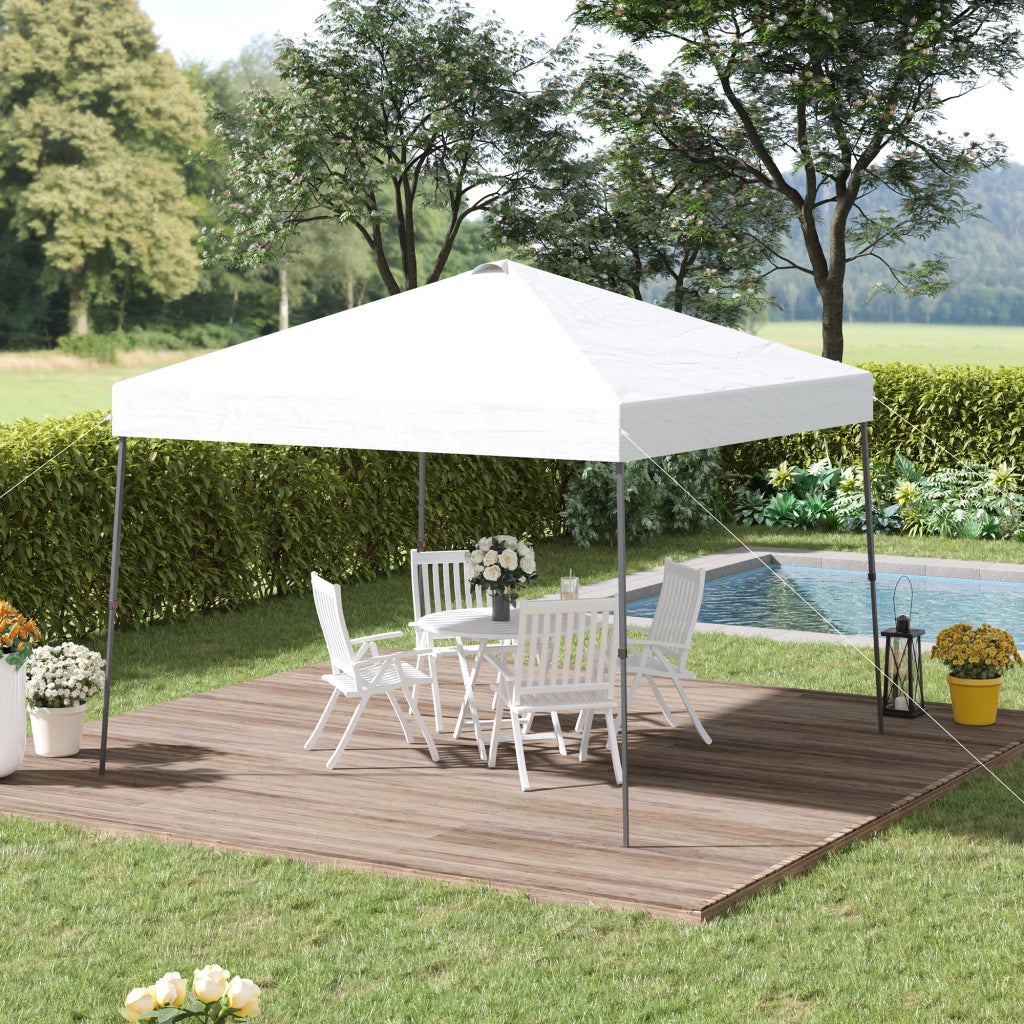 Gazebo Pieghevole 3x3m ¨C Zephmum ¨C Bianco, Acciaio, con Ruote e Borsa di Trasporto