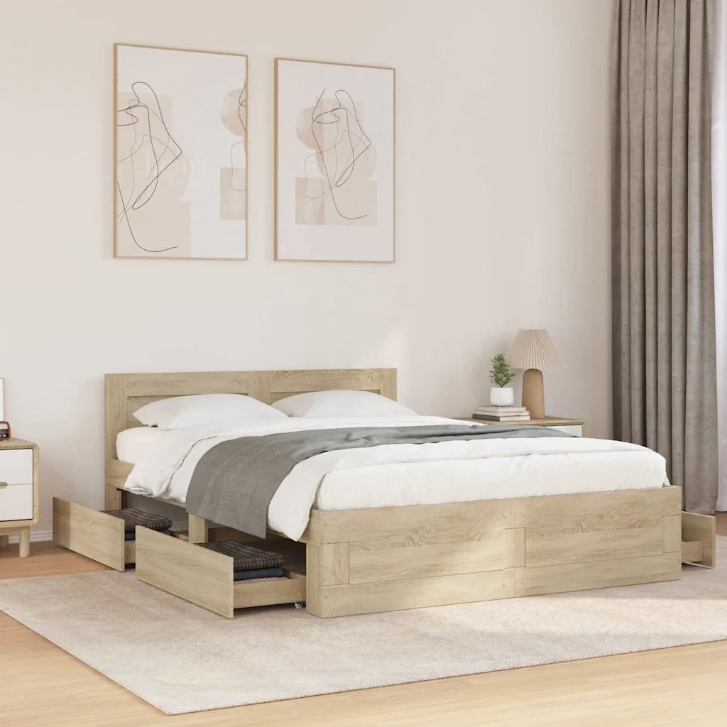 Struttura del letto 2 pcs-Giroletto-Rete del Letto Sonoma 137 x 188 cm Legno multistrato