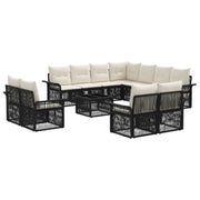 Set Divano da Giardino 12 pcs Nero e Bianco Crema polyrattan