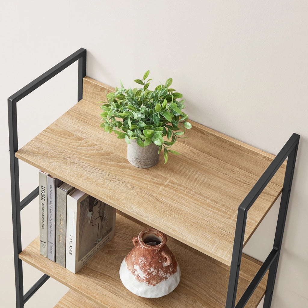 Libreria Industrial Sonoma a 4 Ripiani in Rovere e Acciaio
