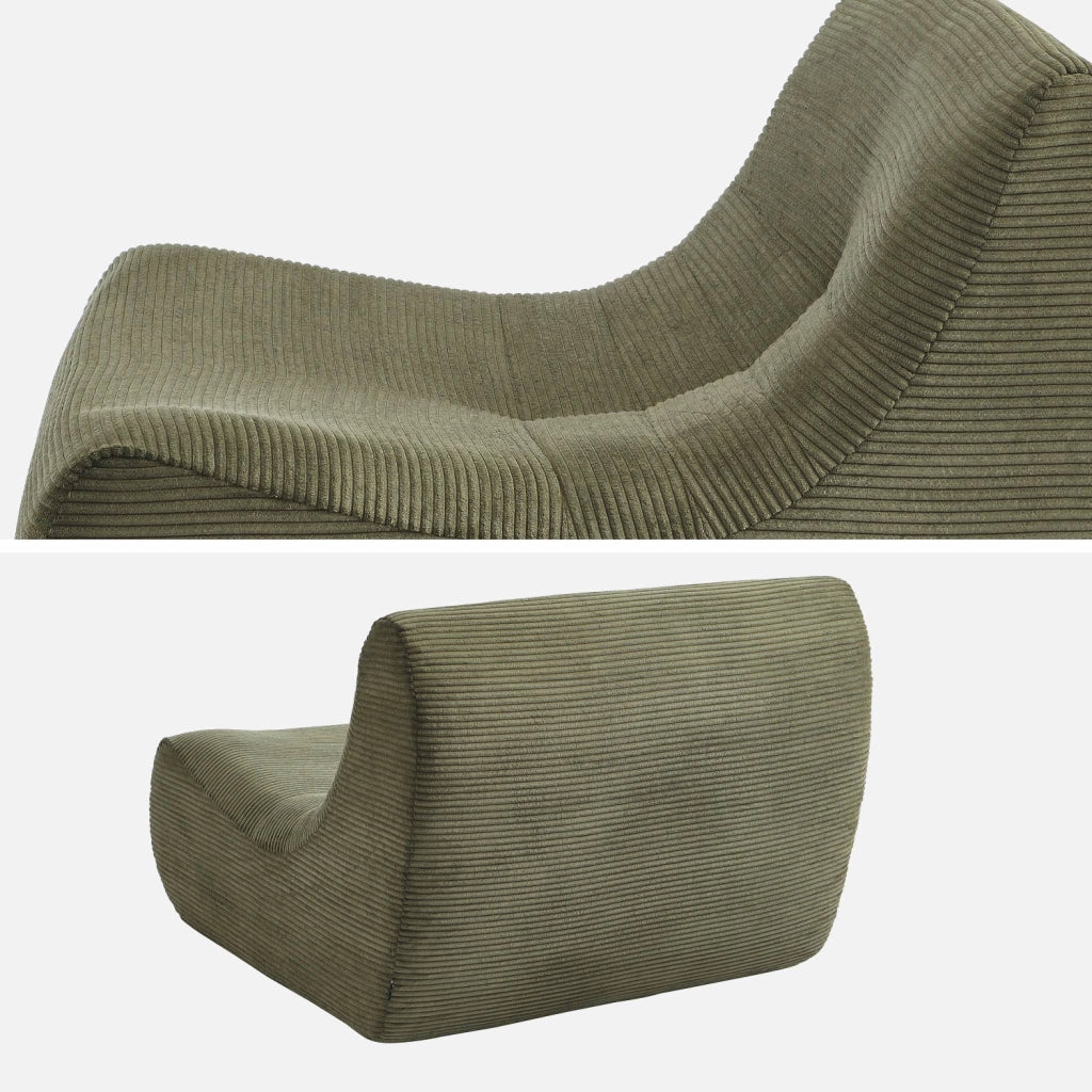 Divano modulare velluto, 3 posti, verde kaki