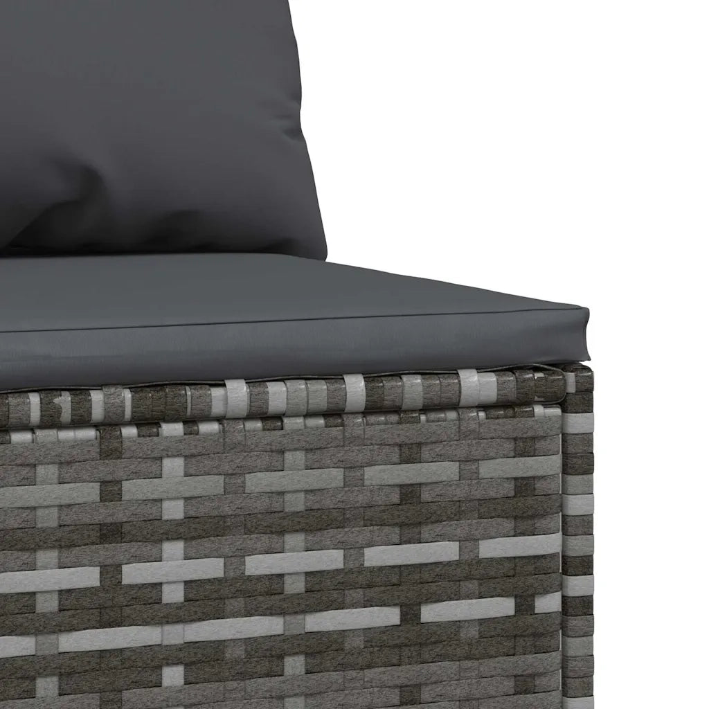 Divano Centrale da Giardino con Cuscini-Sofa Modulare-Divanetto da esterno in Polyrattan Grigio 299375