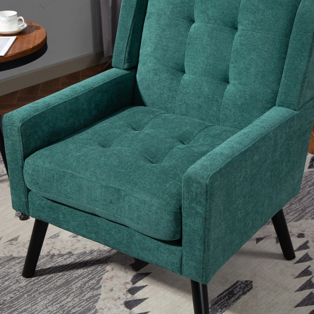 POLTRONA Imbottita 68x29,5x67 cm Verde Retrò in lino e legno massello