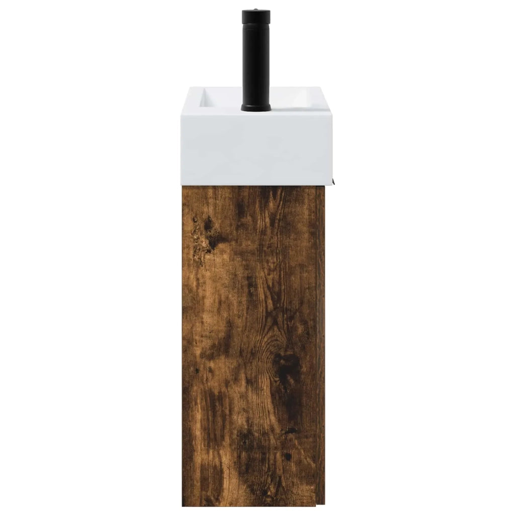 Mobile bagno con rubinetto Rovere Fumo 45,5 x 22,5 x 84 cm 889429
