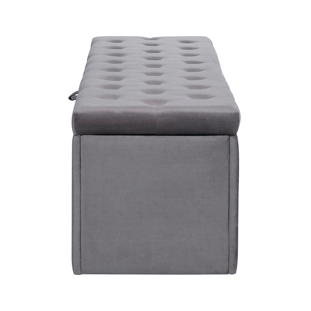 Panca Contenitore Imbottita in Velluto ¨C MINIMAL ¨C Grigio 138x41x42 cm
