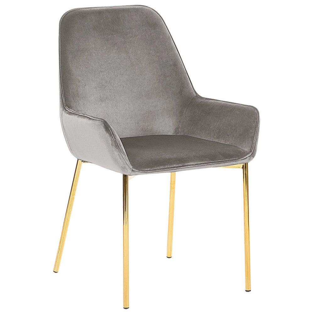 Set di 2 sedie da pranzo con rivestimento in velluto grigio gambe dorate glamour retrò