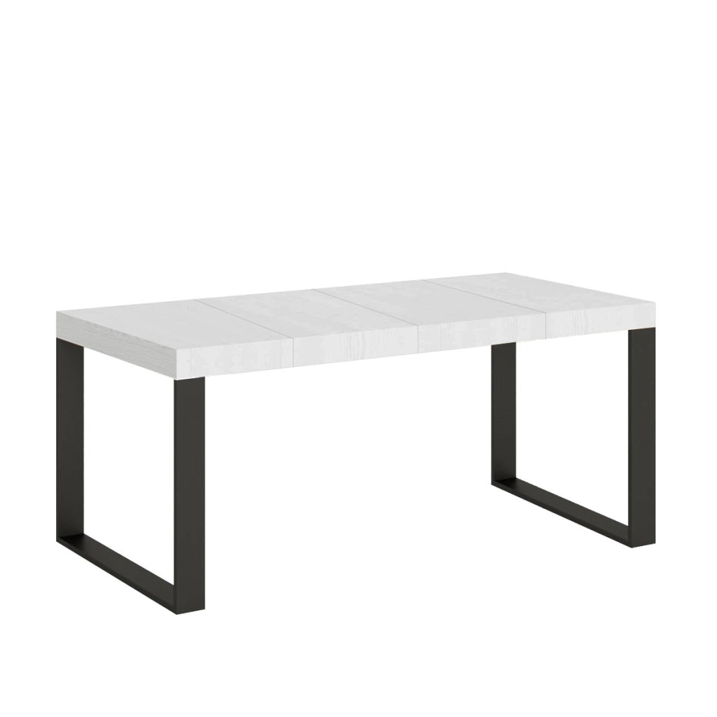 Tavolo allungabile 90x90/246 cm Tekno Premium Bianco Frassino telaio Antracite