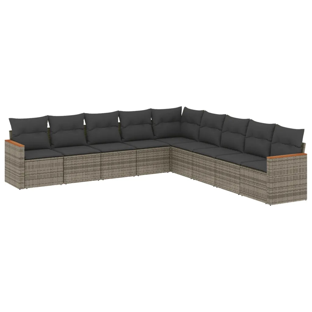 Set Divano da Giardino 9 pz con Cuscini Grigio in Polyrattan 3226060