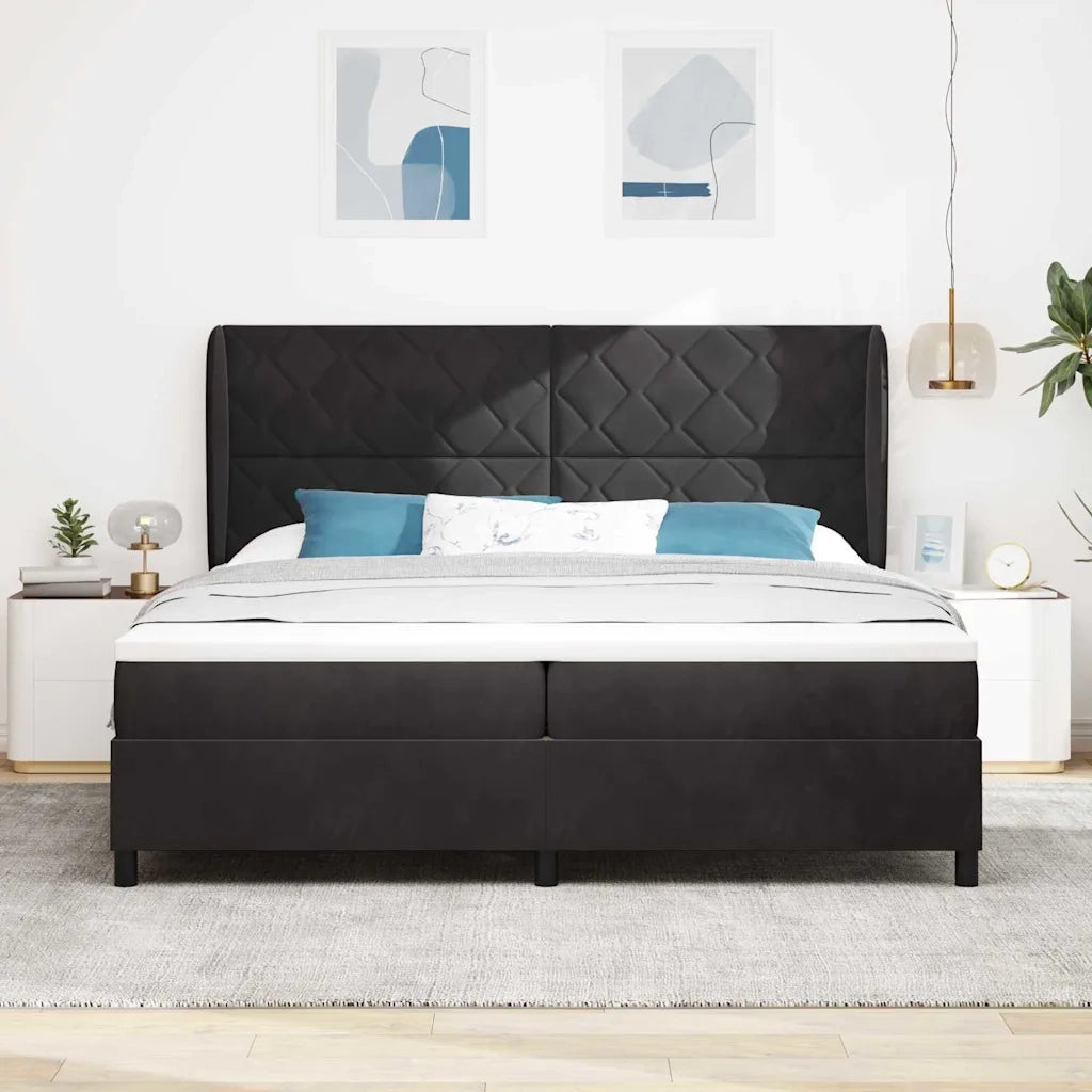 Letto a molle con materasso Nero 200 x 200 cm Velluto 3341002