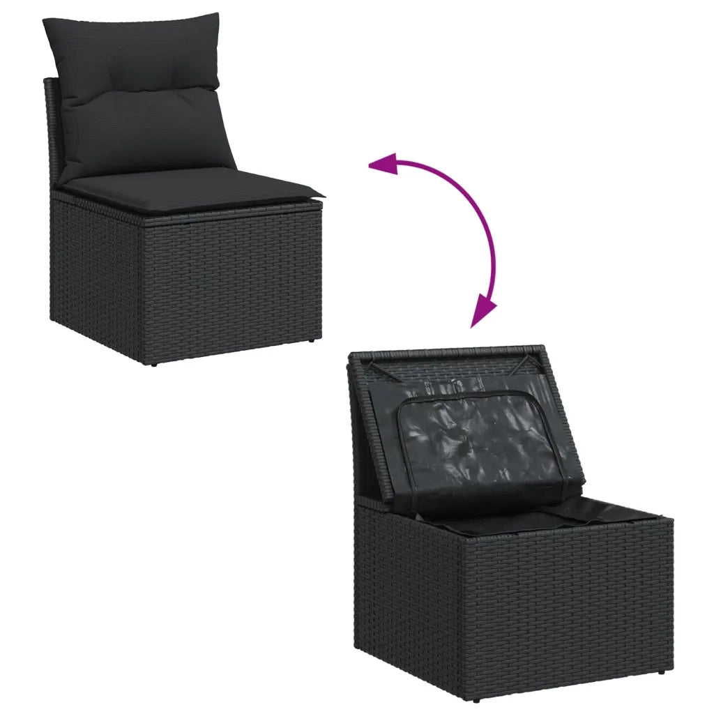 Set Divani da Giardino con Cuscini 7pz Nero Polyrattan 3255817