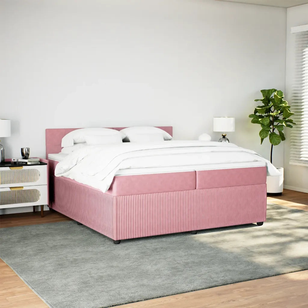 Giroletto a Molle con Materasso Rosa 200x200 cm in Velluto 3287835