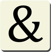 Sostegno alfabetico, lettere e ampersand, 90 mm x 90 mm, sostegno in MDF, realizzato nel Regno Unito, (COASTER027)