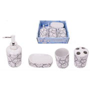 Trade Shop - Set 4 Accessori Bagno T8338 In Ceramica Porta Sapone Porta Spazzolino Dispenser -