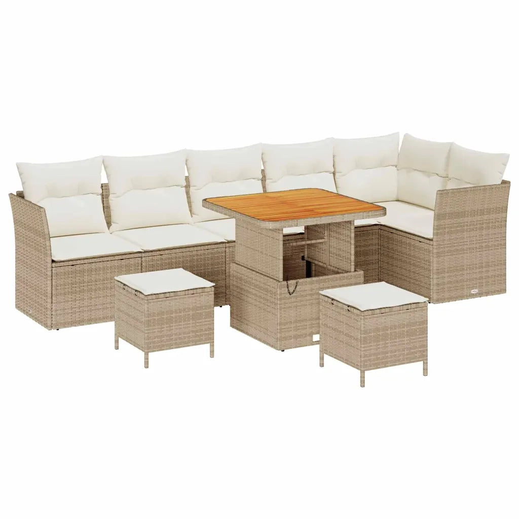Set Divano da Giardino 9 pcs Beige polyrattan 3361501