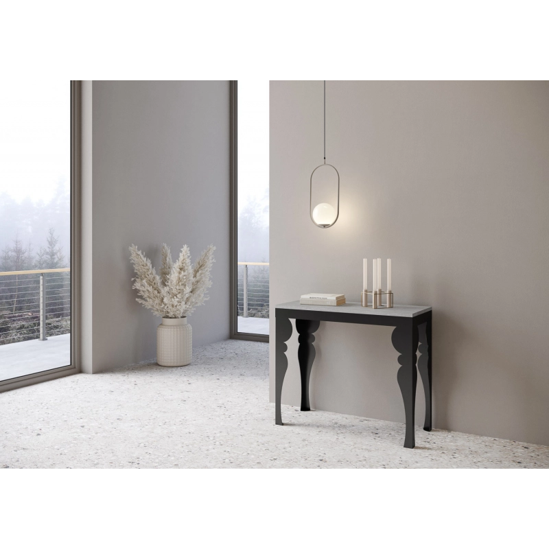 Consolle allungabile 90x40/196 cm Paxon Small Evolution telaio Antracite - Cemento