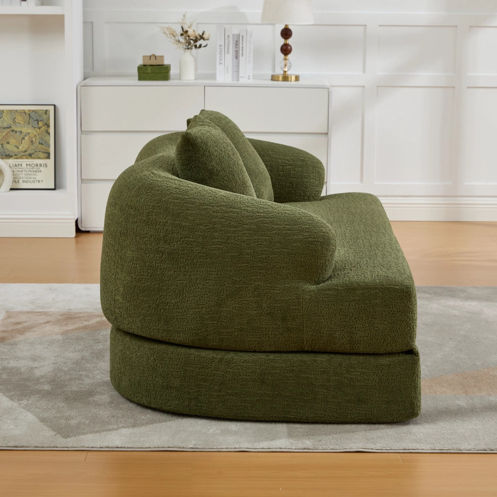 Canapé convertibile a due posti in chenille con due cuscini e funzione letto per soggiorno verde 157 × 84 × 65 cm