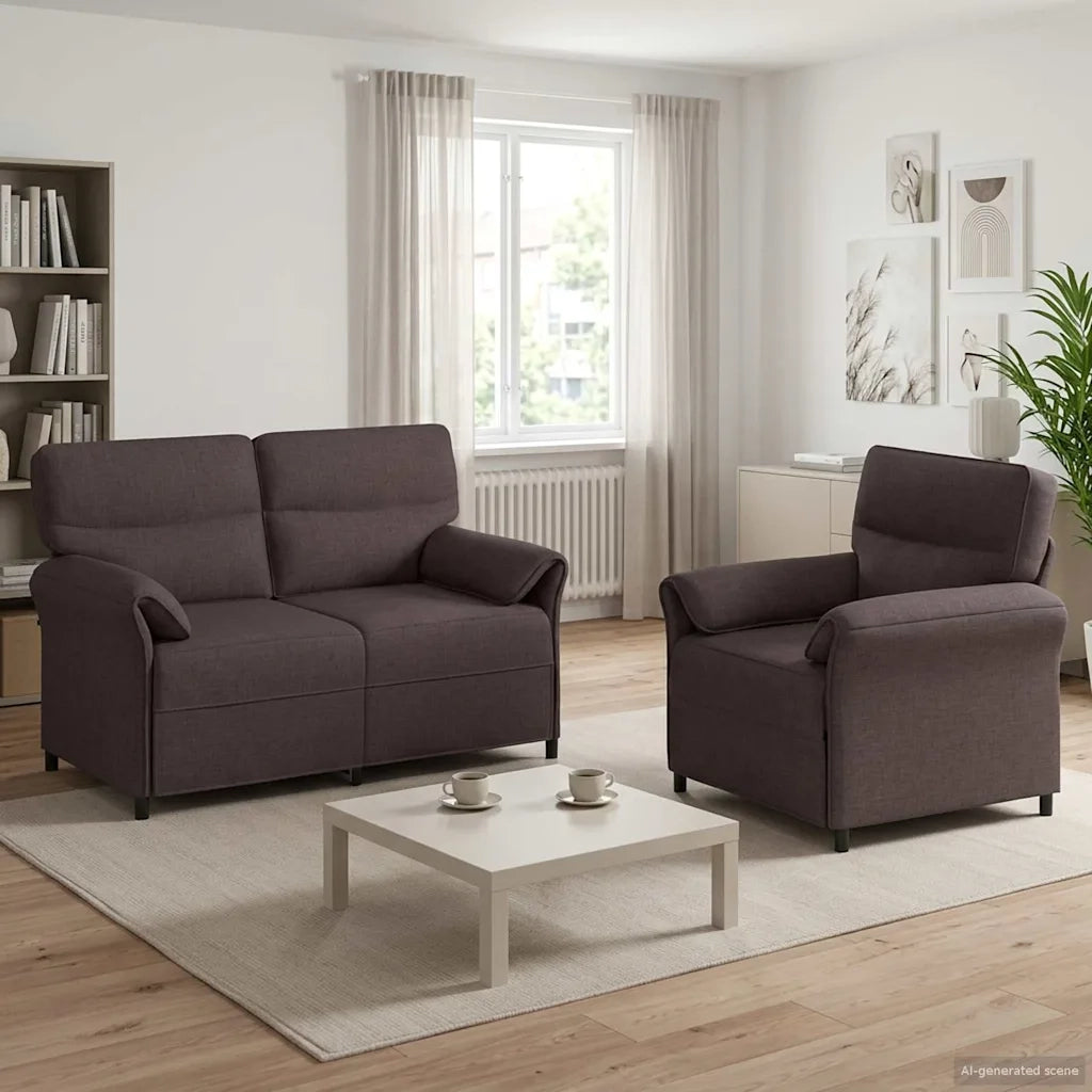Set di divani 2 pz Marrone Scuro Tessuto 3424847