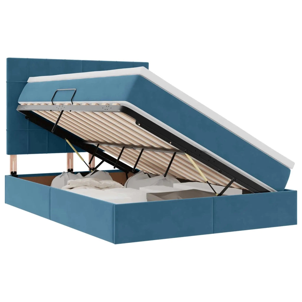 Letto con contenitore e materasso Blu Scuro 140 x 200 cm