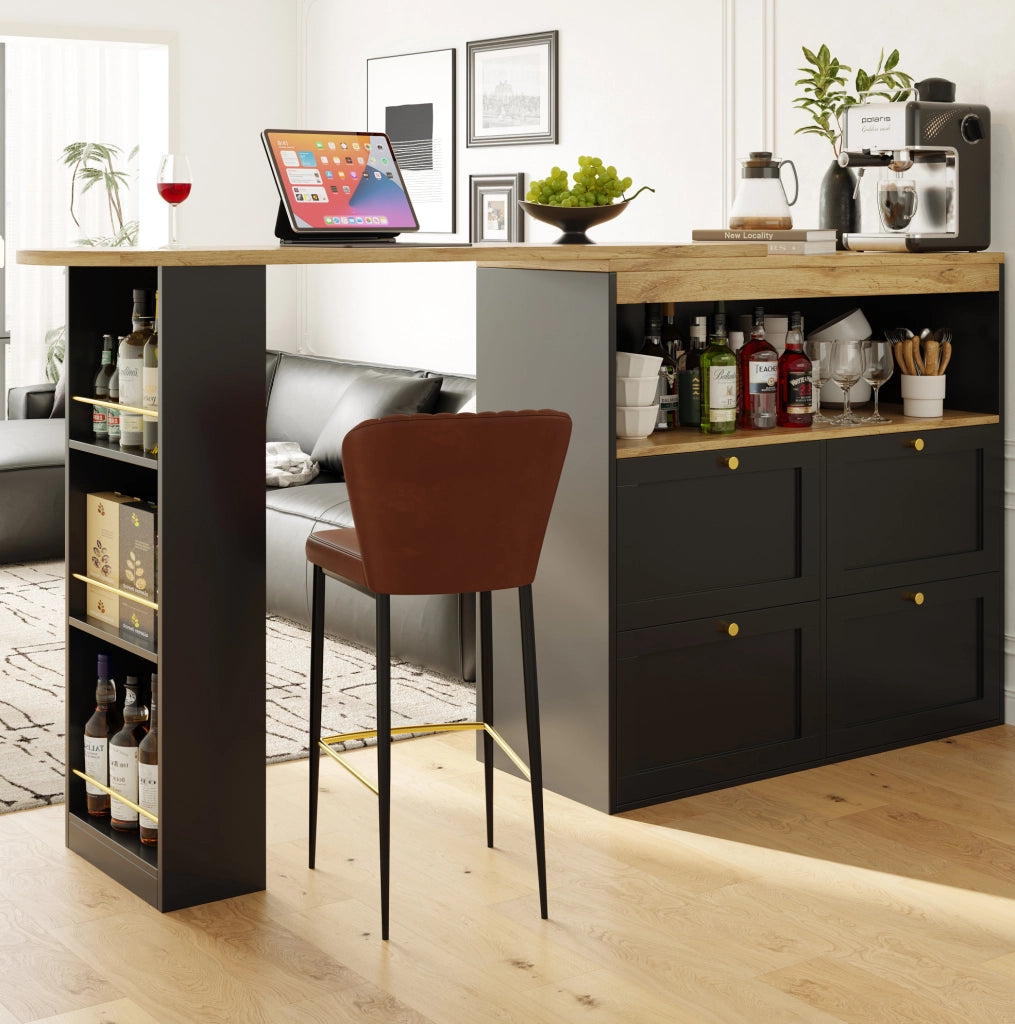 Armadio modulare 105x39x102 cm con 4 cassetti e ripiano girevole in MDF nero