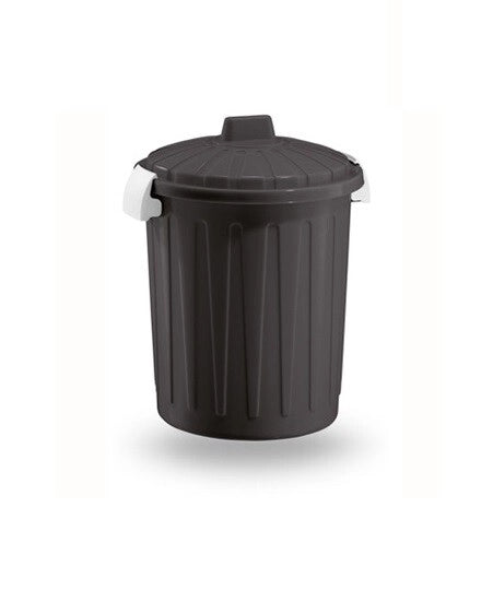 Pattumiera bidoncino con coperchio e chiusura con ganci Grigio 50 litri