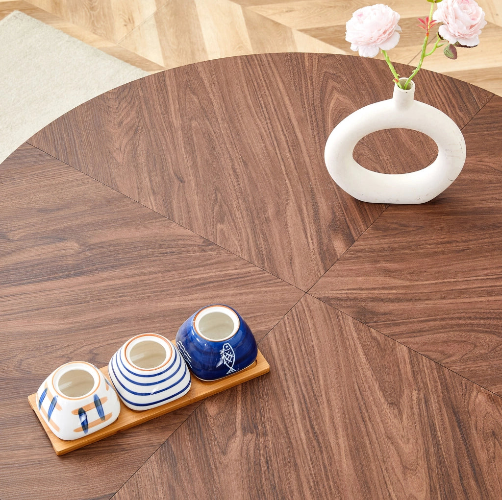 Tavolo da pranzo rotondo in MDF effetto noce Ø100 cm