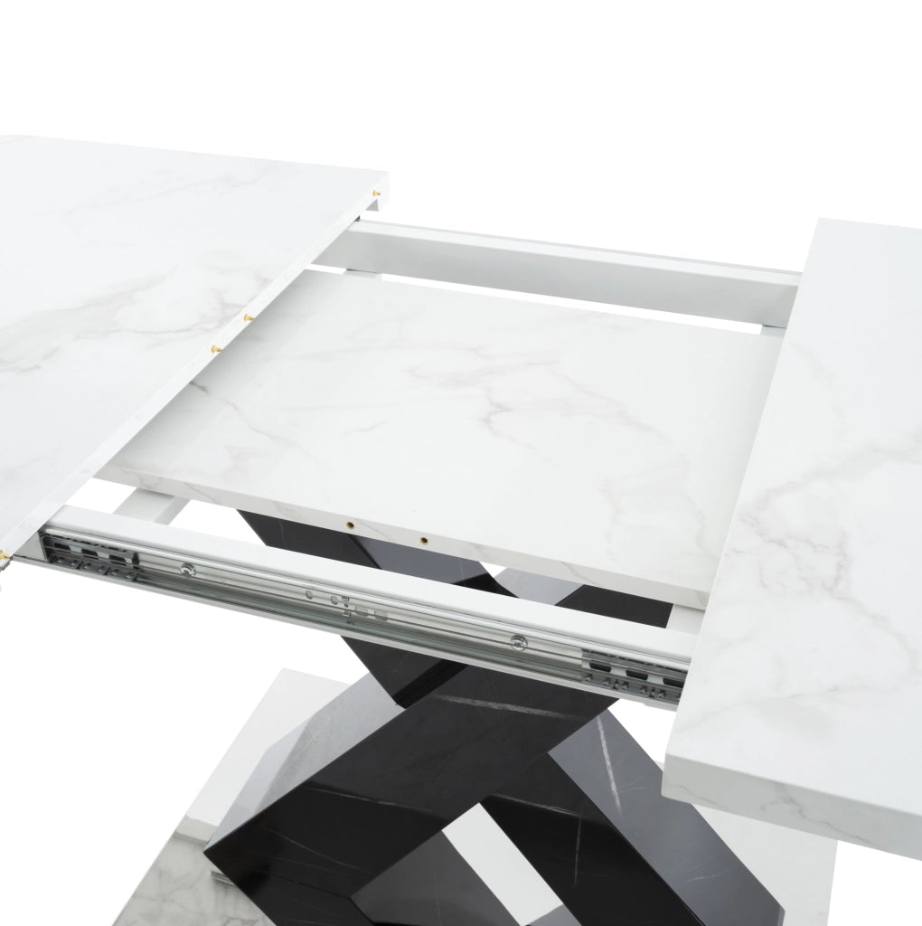 Tavolo da pranzo allungabile 120-160x80 cm bianco e nero