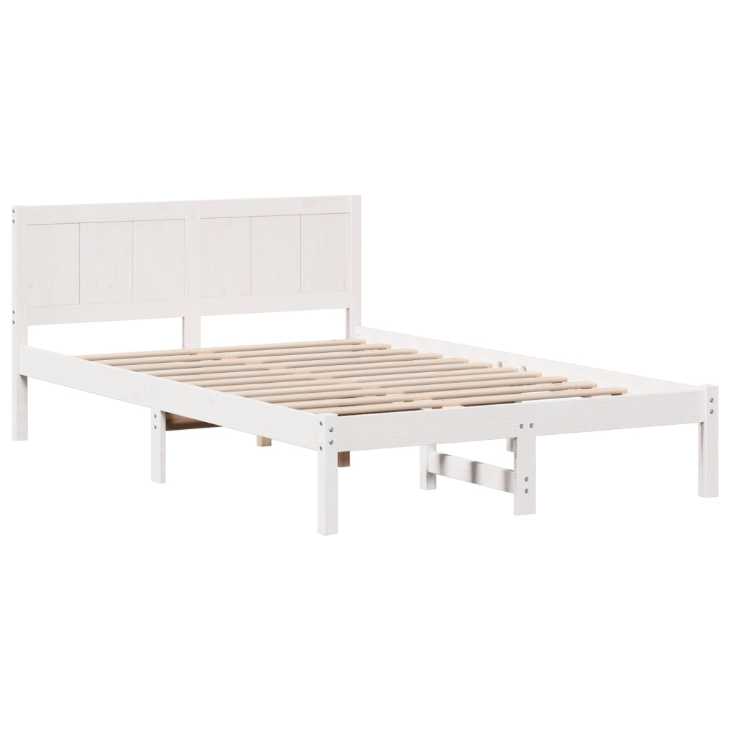 Struttura letto bianca Bianco Legno massello di pino 140 x 190 cm