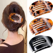 Clips per capelli per donne - 3 pezzi - Spilla per capelli di dimensioni medie - Clip piatto - Disegno leopardo - Capelli spessi o sottili - Utilizzo quotidiano - Attività sportiva o guida