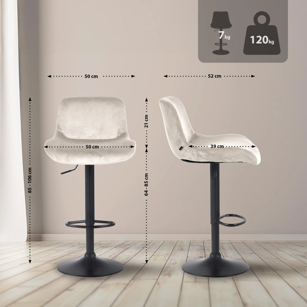 Set di 2 sgabelli da bar Solon velluto nero 3