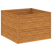 Fioriera rialzata per piante fiori patio giardino 100 x 100 x 69 cm acciaio corten marrone 02_0039295