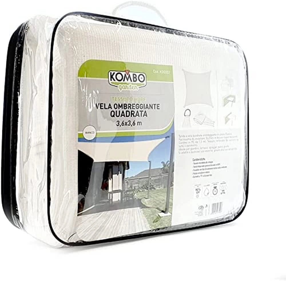 VELA OMBREGGIANTE QUADRATA 3,6 X 3,6 MT IN COLORE BIANCO