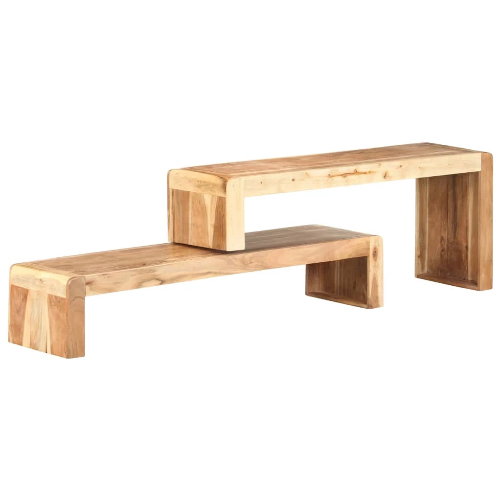 Mobile TV multimediale scaffale TV credenza mobile TV sala da pranzo soggiorno camera da letto 2 pezzi legno massello di acacia marrone 02_0028580