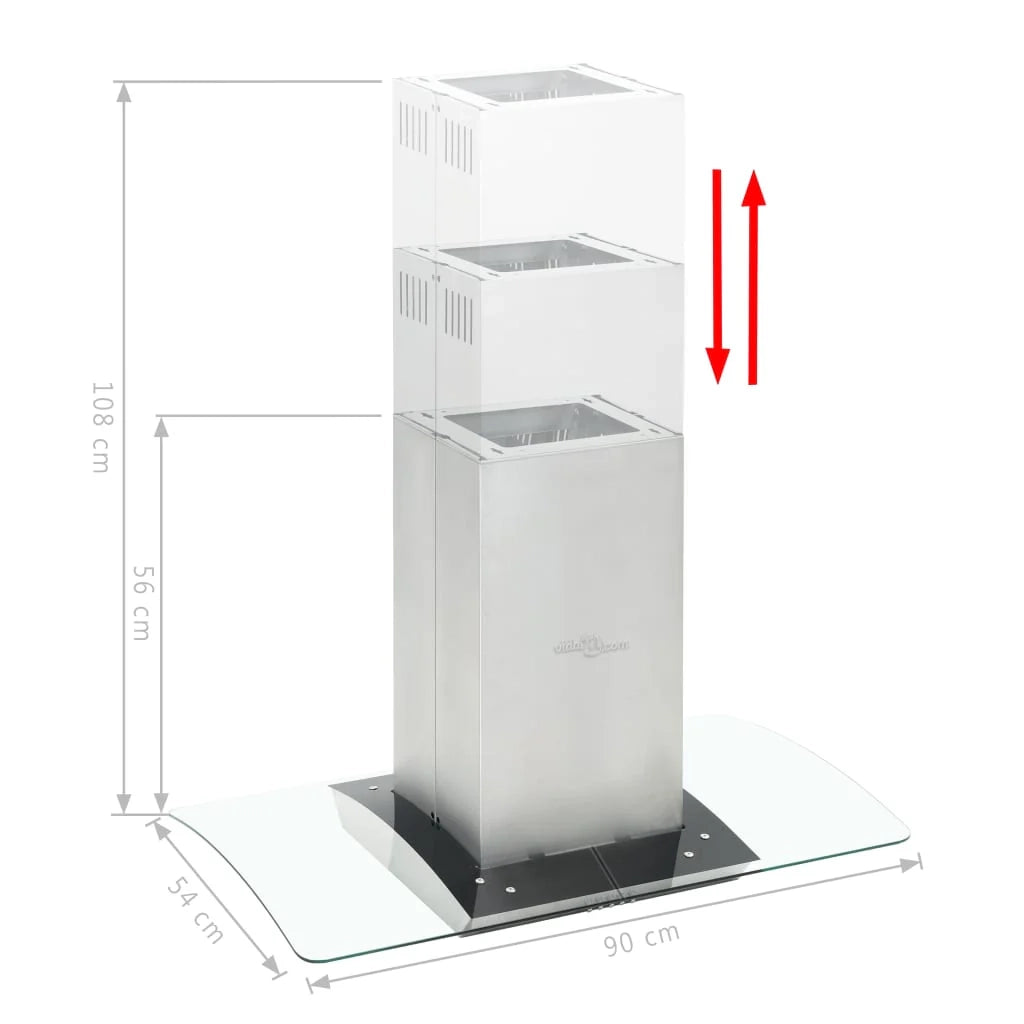 Cappa aspirante a isola in acciaio inox da 90 cm 756 m³/h LED 02_0005865