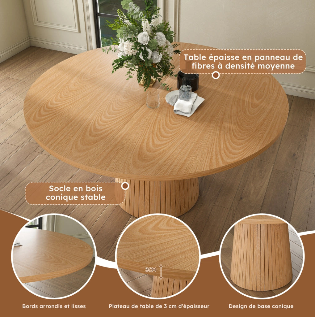 Tavolo da pranzo rotondo ?110 cm in MDF con impiallacciatura rovere; colore rovere