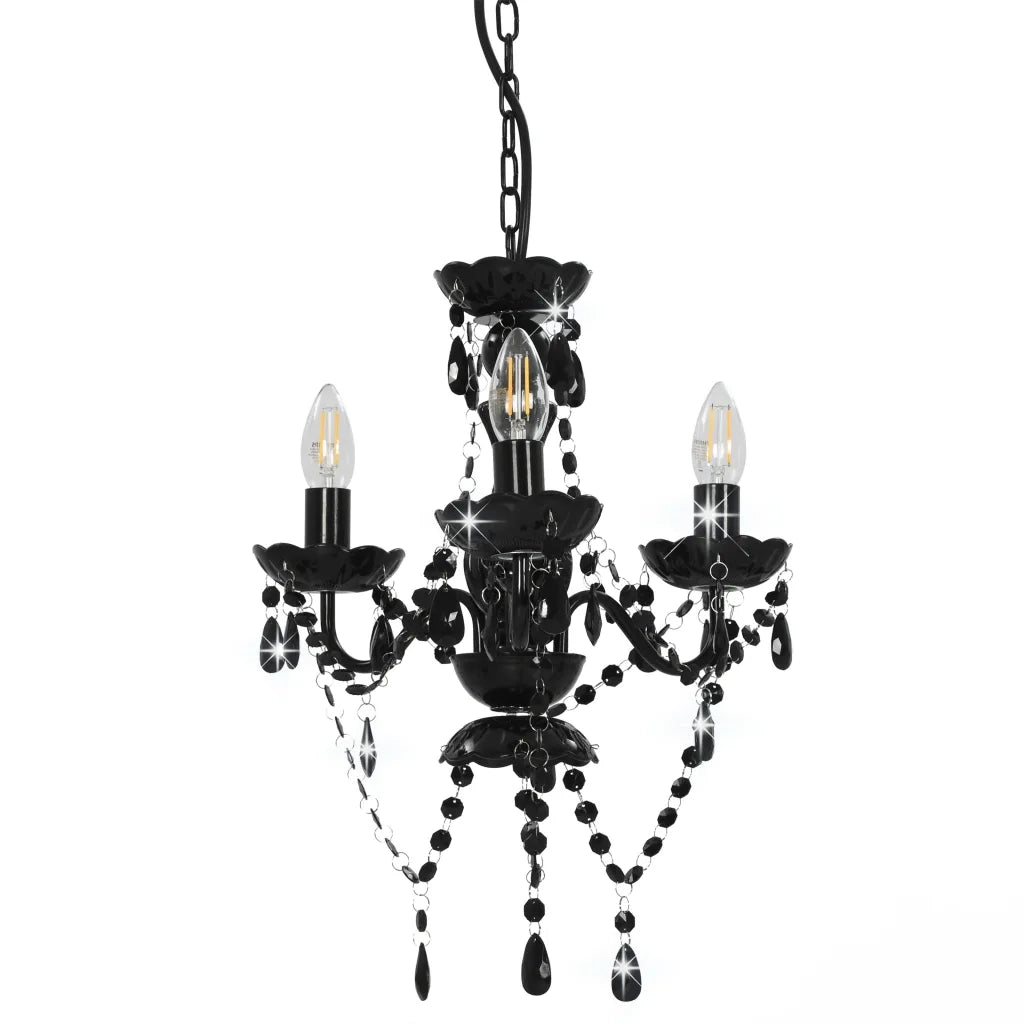 Lampadario con Perline Nero Tondo 3 E14 cod mxl 72757