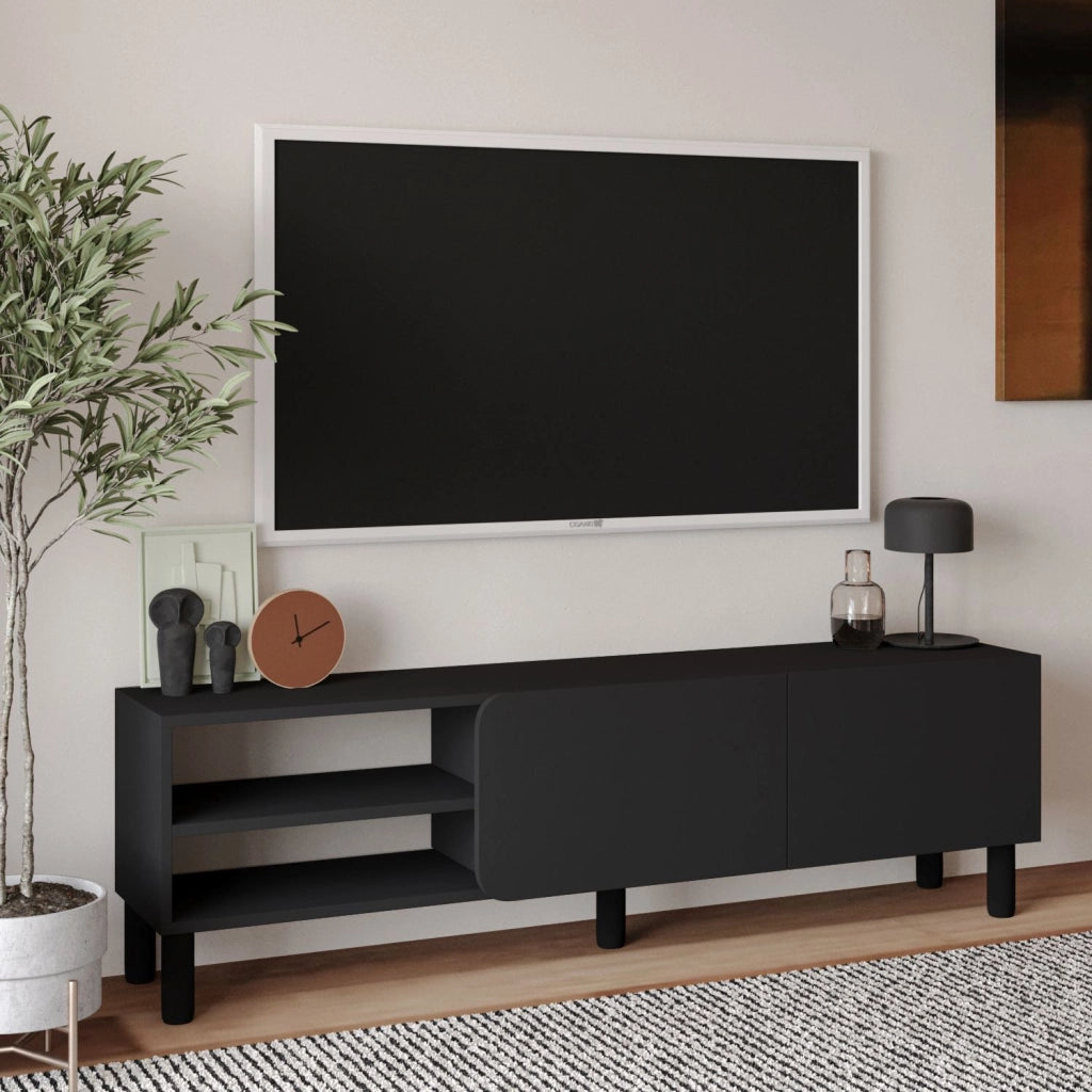 Porta TV in legno "River" - 150 x 31,4 x 48,2 cm - Antracite