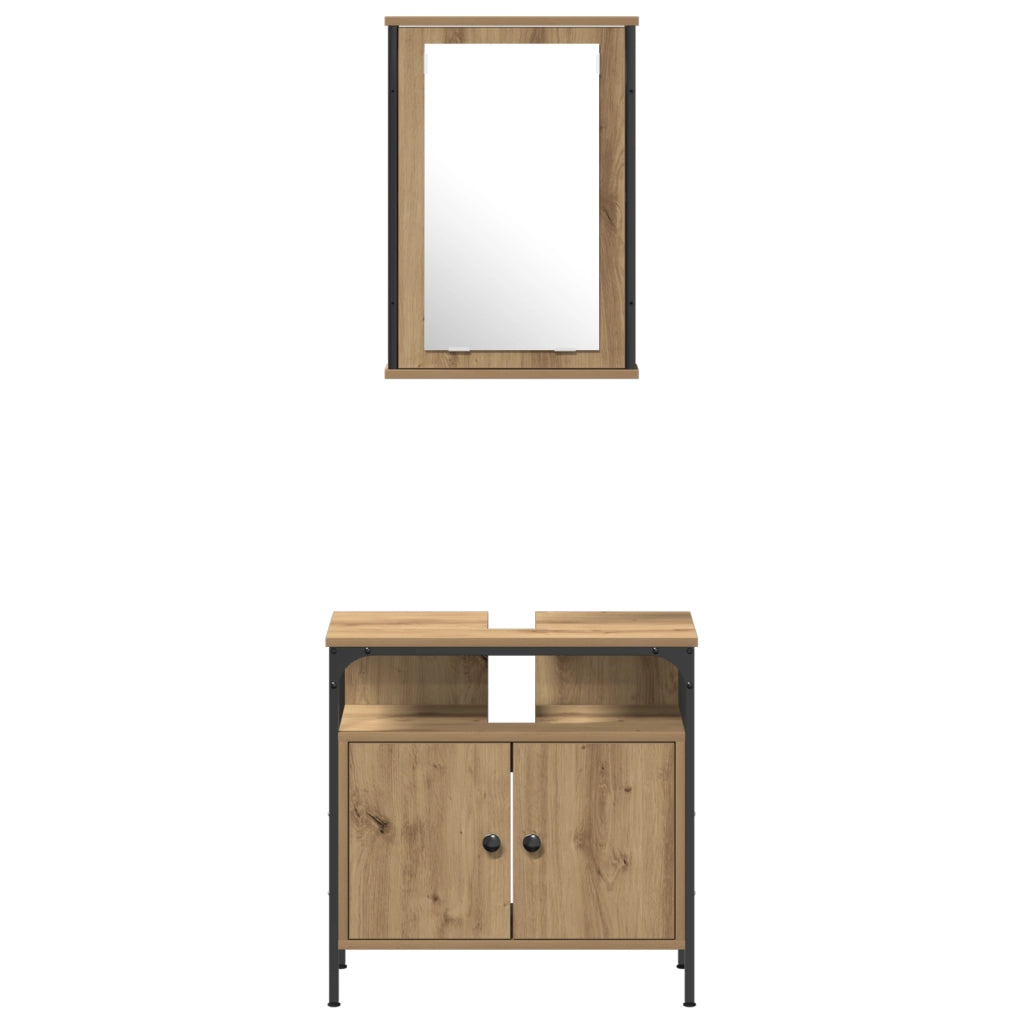 Set Mobili Bagno 4 Pezzi Rovere Artigianale Legno Ingegnerizzato