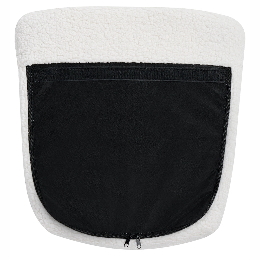 Sedia a dondolo Tessuto bouclé bianco Rivestimento in legno Gambe Pattini Nursery Soggiorno Cottage Scandinavo