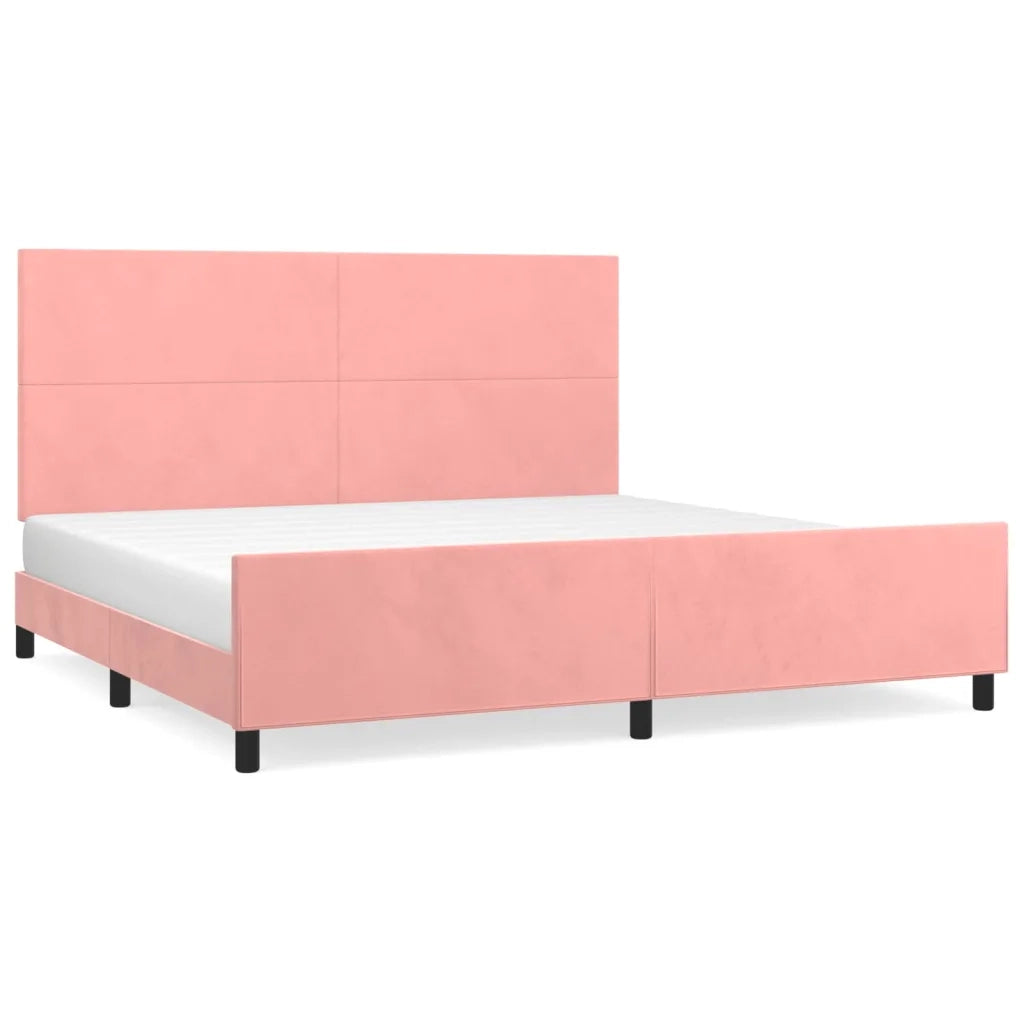 Giroletto con Testiera-Struttura Letto con testiera Rosa 200x200 cm in Velluto 541790