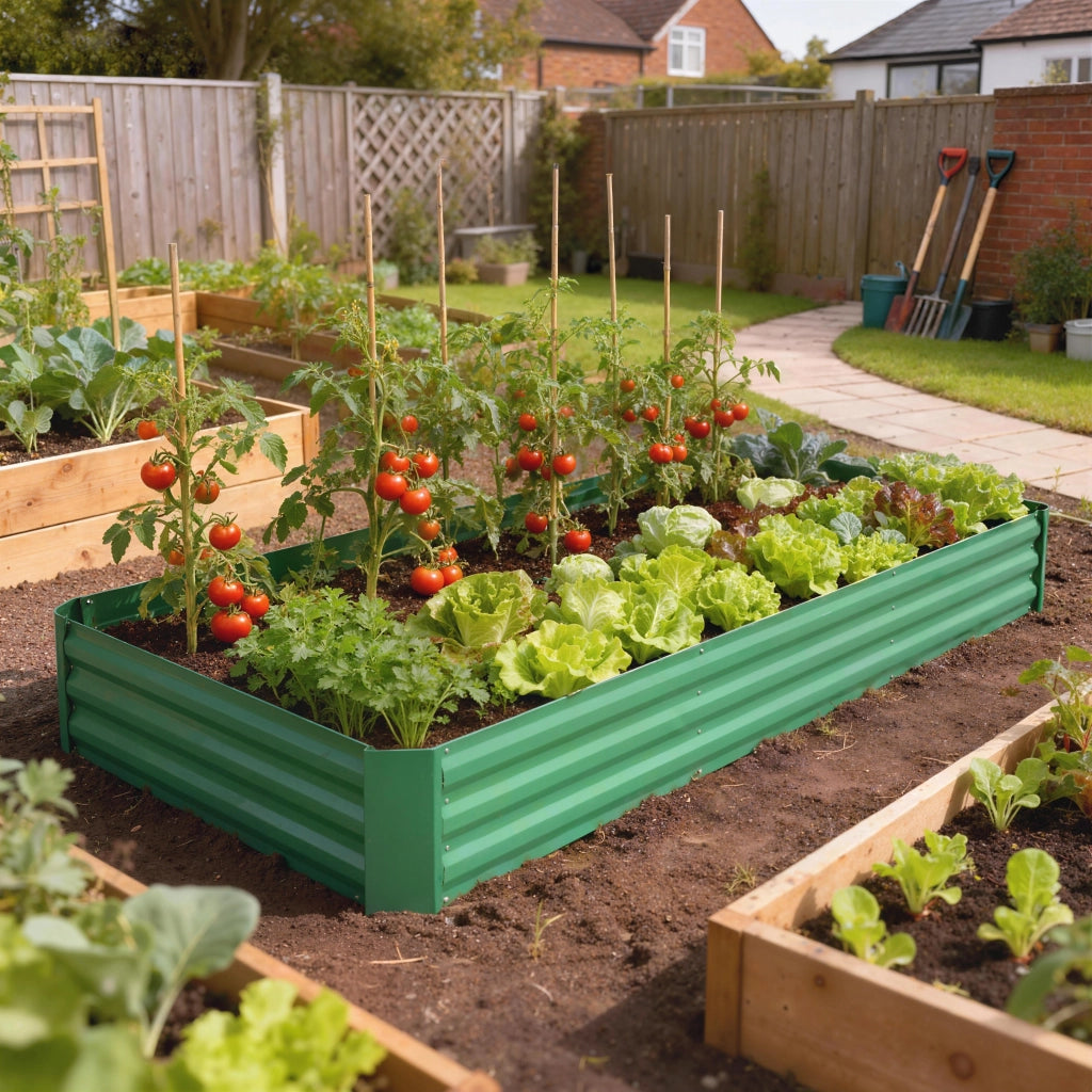 Jardiniere da esterno quadrata per orto galvanizzata 240x120x30 cm ¨C zephmum ¨C verde