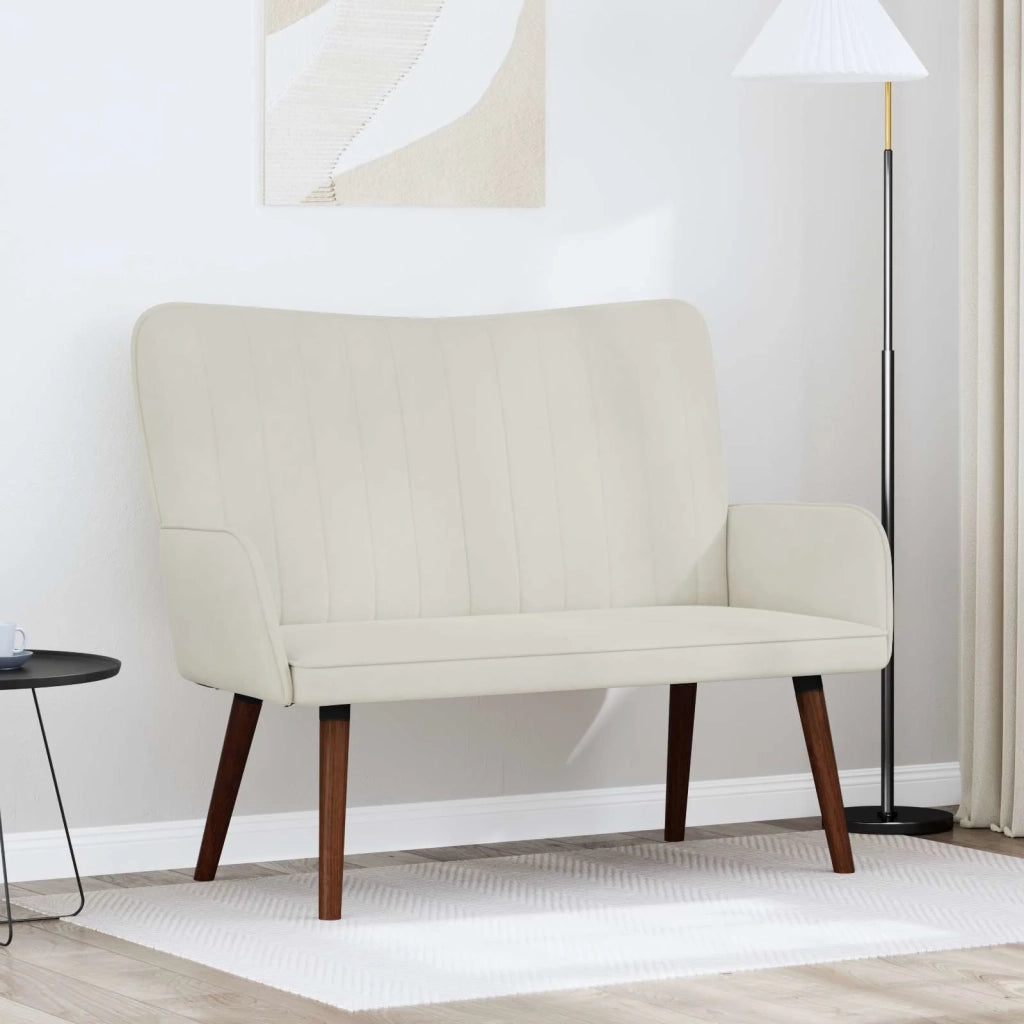 Sofa a Due Posti Crema 115 x 61 x 87 cm Velluto