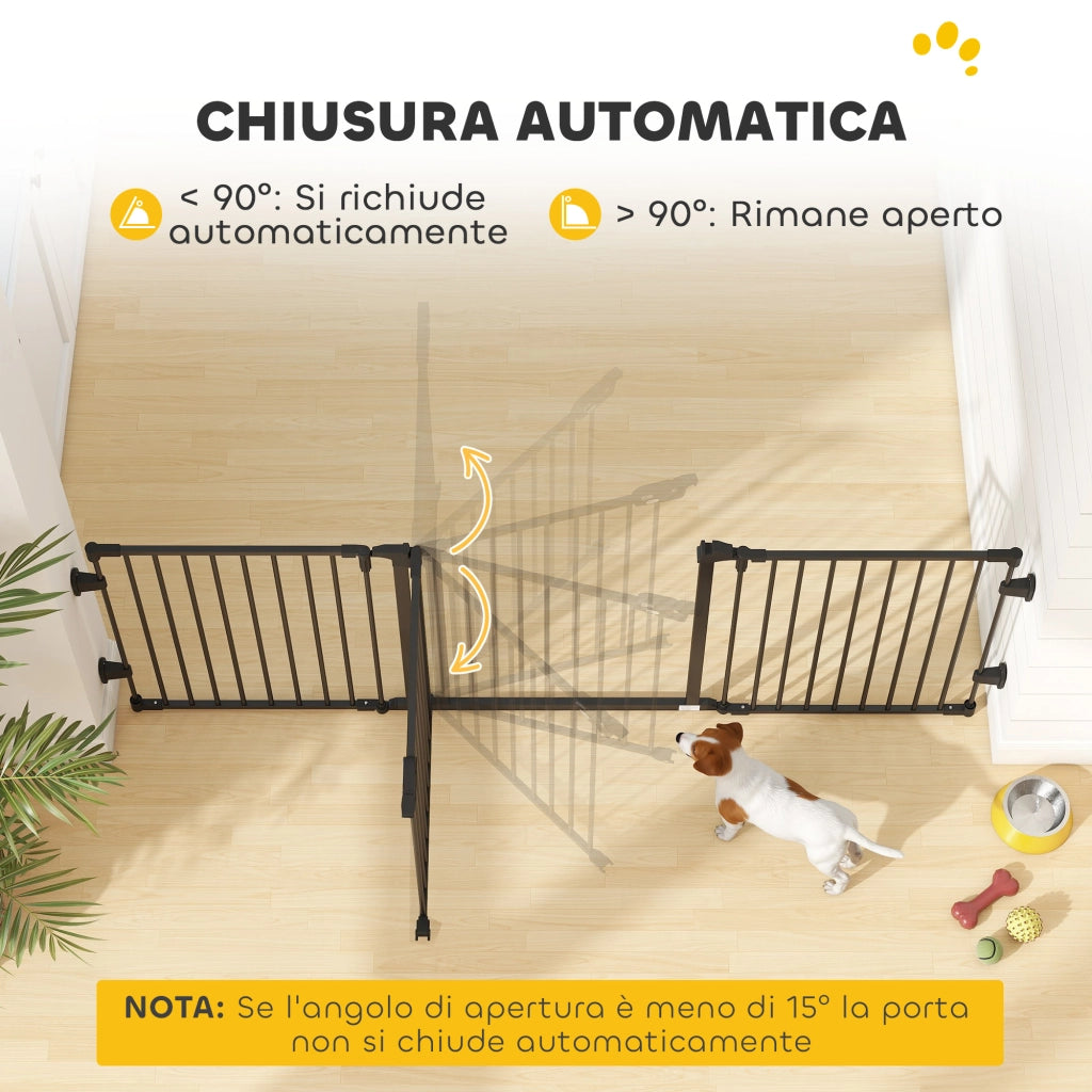 Cancello per Cani Pieghevole in Acciaio ¨C zephmum ¨C Nero 202.5x76cm