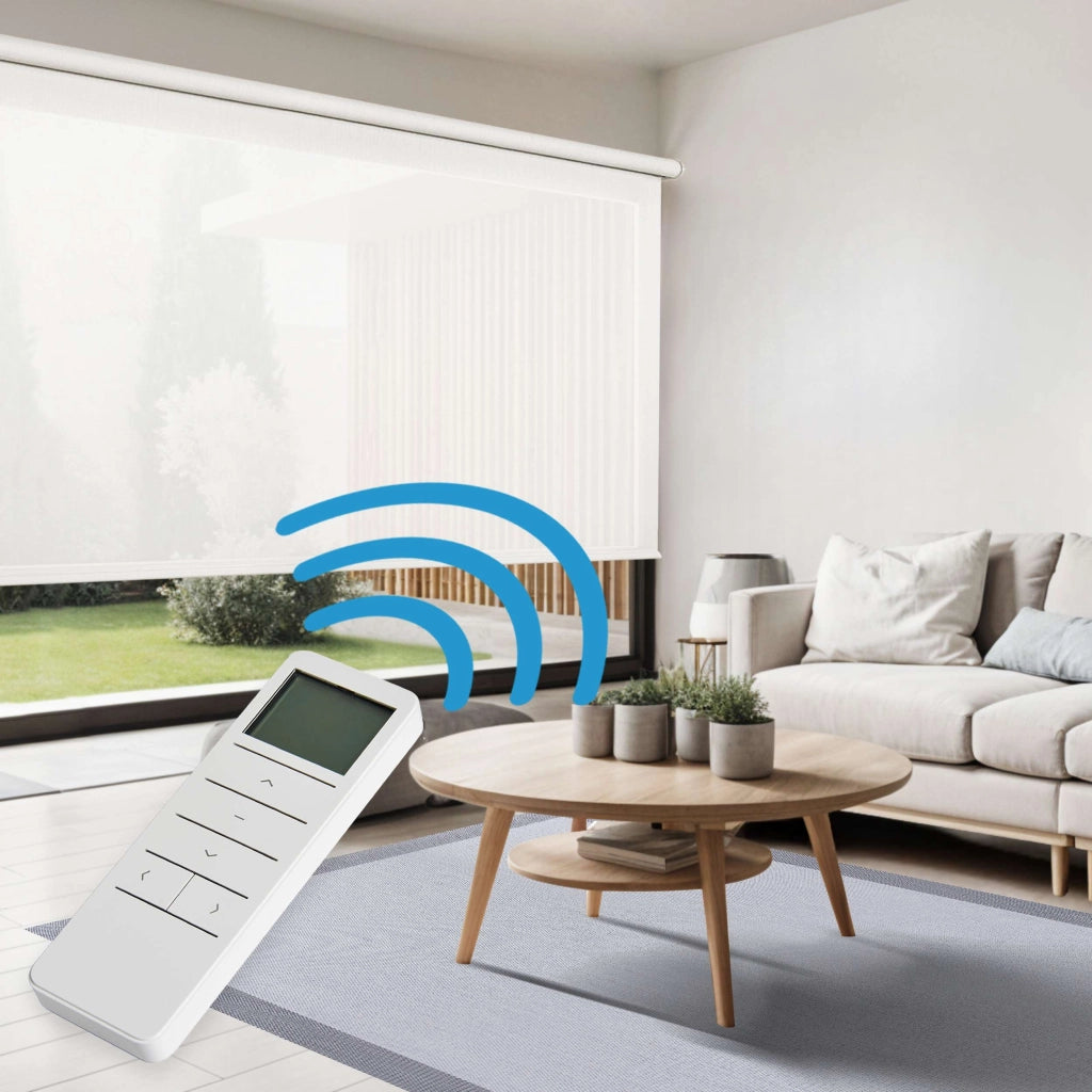 Tende a Rullo Motorizzate Screen Premium con finiture in alluminio Tessuto Tecnico con Motore e Telecomando  Bianco 240x180 cm