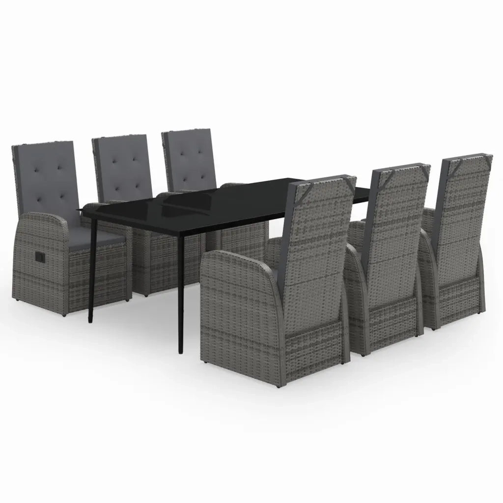 Set Mobili da Pranzo da Giardino 7 pz con Cuscini Grigio cod mxl 41968