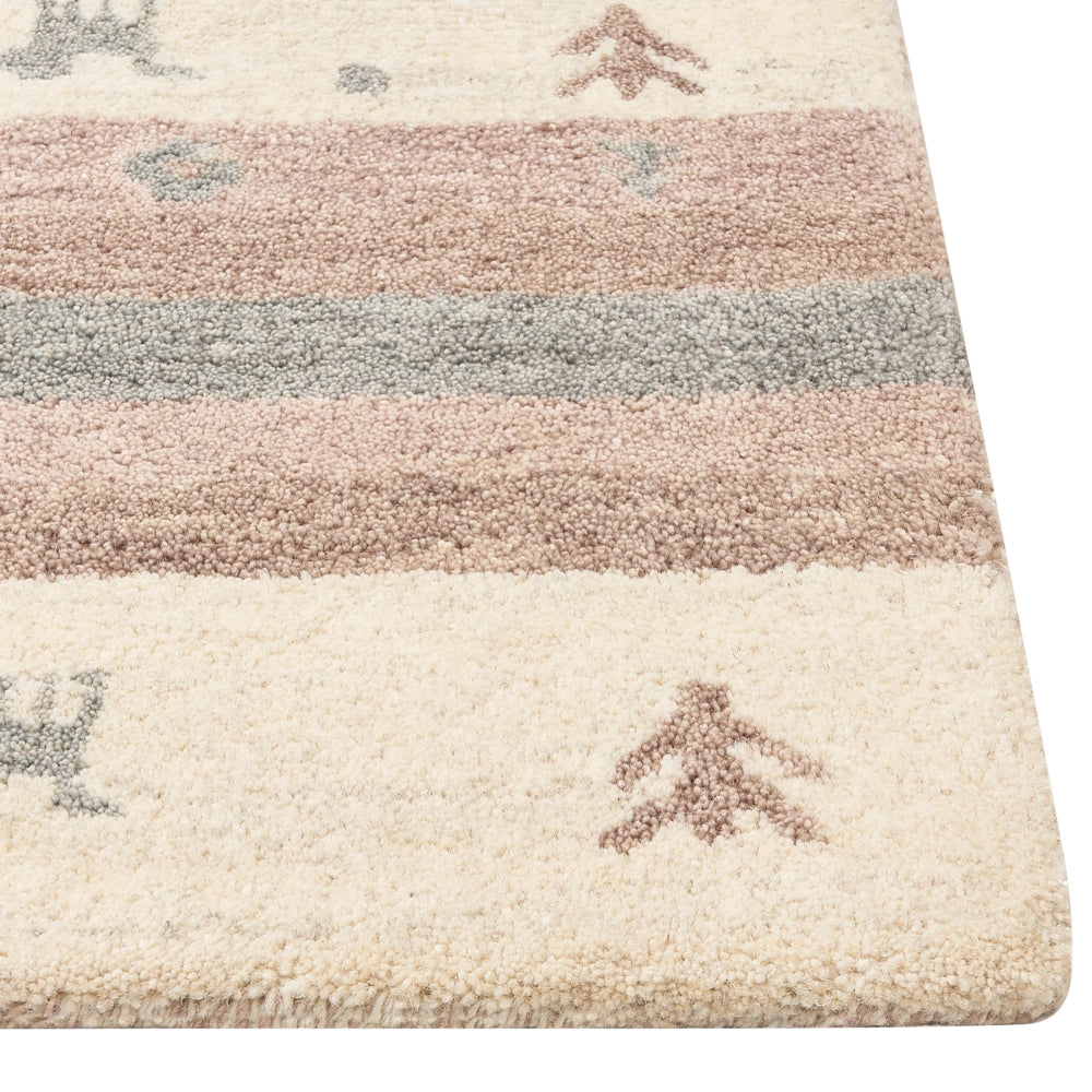 Tappeto Gabbeh in lana beige e marrone con motivo geometrico 160 x 230 cm stile boho soggiorno camera da letto