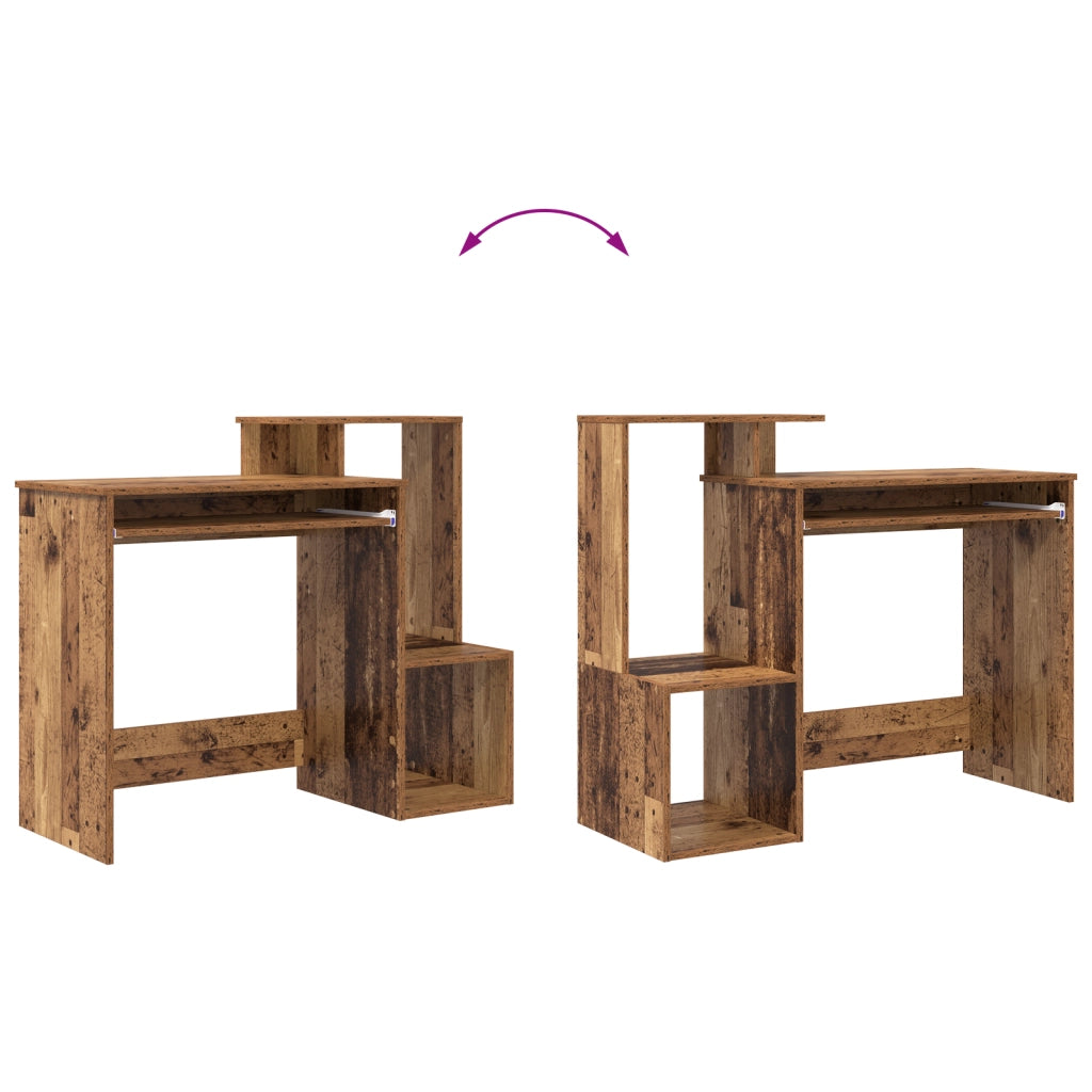 Scrivania Marrone per Computer Legno Vecchio Legno Ingegnerizzato