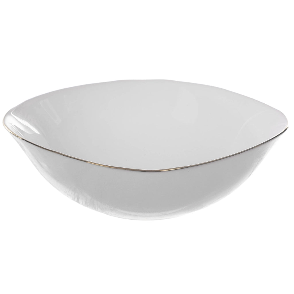 Ciotola da insalata in vetro KADAX per snack, 19 cm, ciotola per zuppa, bianco oro